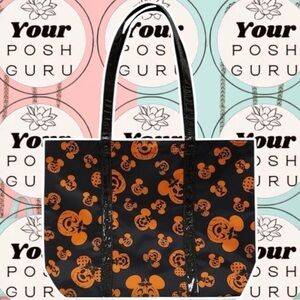 🎃 Lg Disney Mickey & Minnie Jack-o'-Lantern Halloween Tote Large
